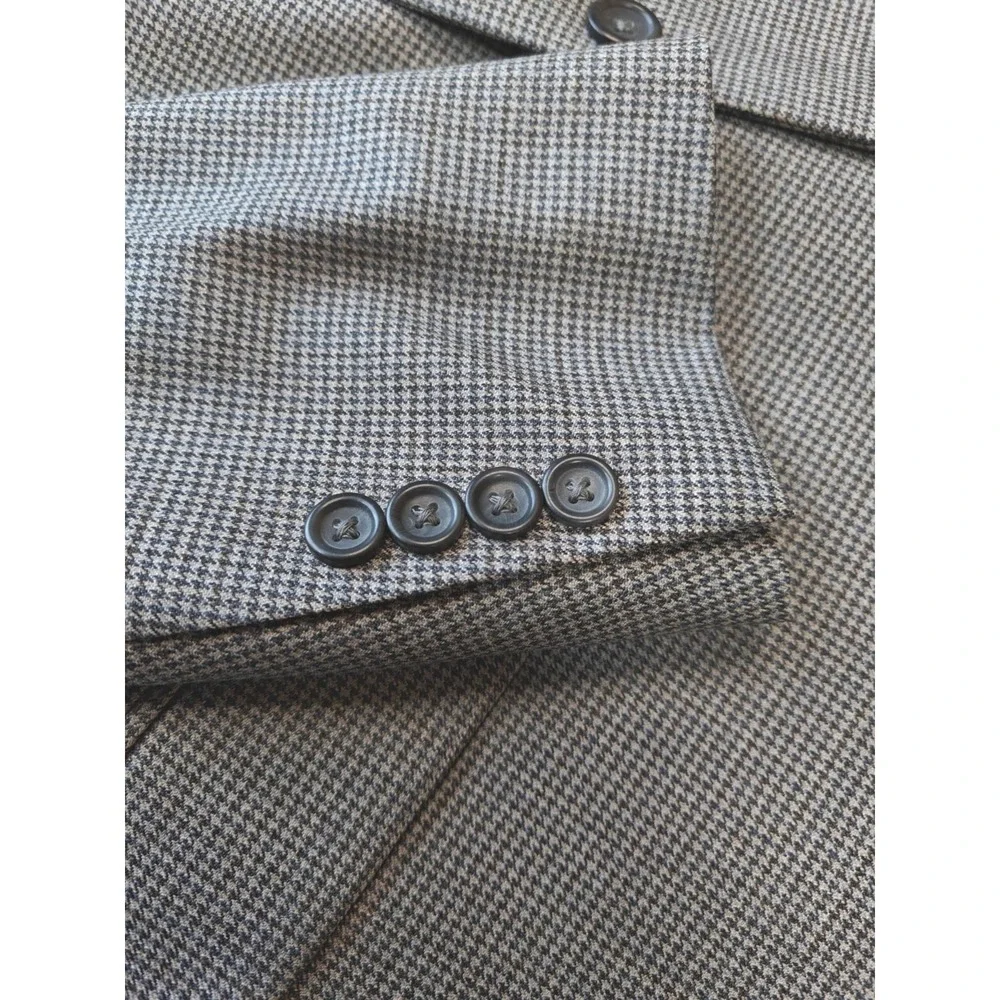 Pronto Uomo Mens Wool Blazer Sports Coat 40R Gray Houndstooth 3 Button L804